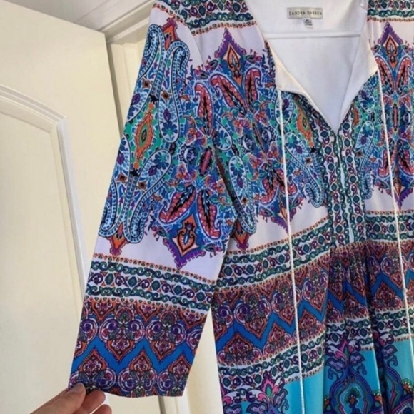 Like new Sandra Darren long sleeve boho groovy shift dress - Picture 8 of 11